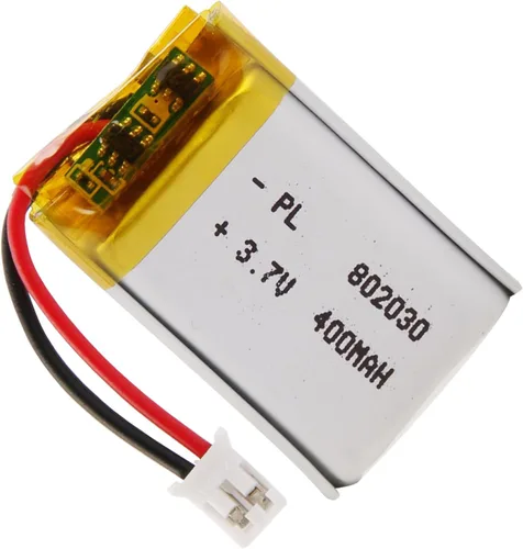Batería Lipo de 3.7V 400mAh 802030 Batería recargable de polímero de litio con conector JST PH2.0.000 in para altavoz Bluetooth, GPS, reloj