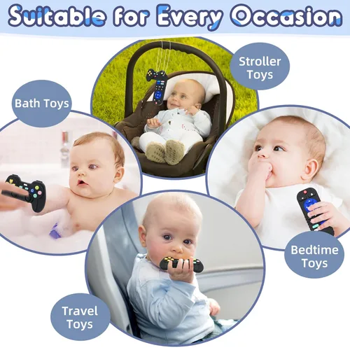 Miniatura 4 de Juguetes de dentición para bebés de 3 a 6 a 12 meses, mordedor sensorial de silicona, control remoto y controlador de juego, juguete de alivio