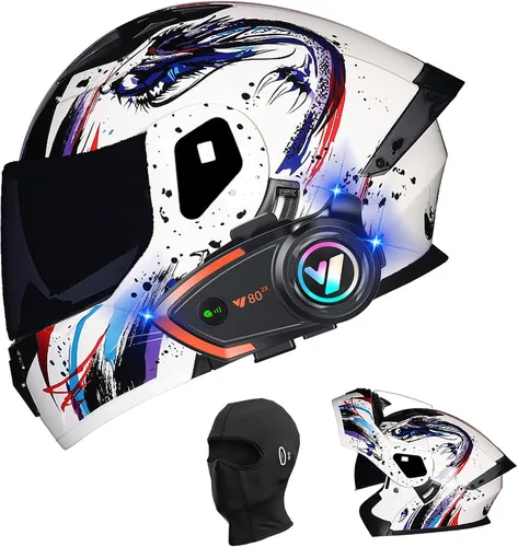 Miniatura 12 de Cascos de motocicleta para hombre, aprobado por DOT, casco de motocicleta de cara completa para adultos, casco de motocicleta con doble visera, D
