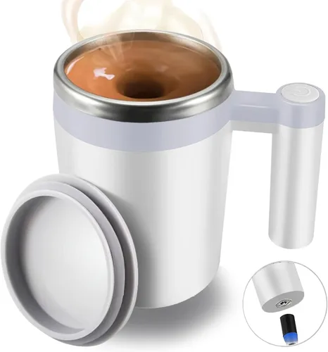 Miniatura 10 de Taza autoagitadora, taza de café magnética recargable con 2 barras de agitación, taza de mezcla automática impermeable para leche, cacao en la Rosa