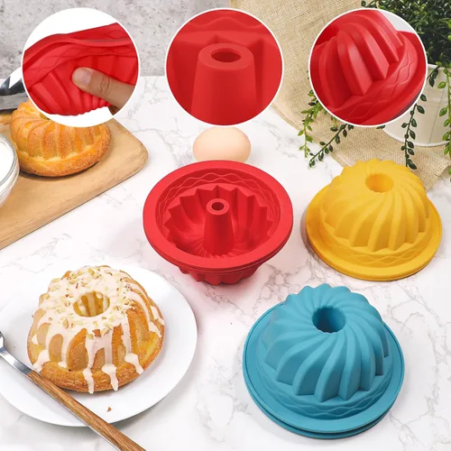 Miniatura 4 de Webake Juego de 6 moldes de silicona para tartas de 4 pulgadas, antiadherentes, sin BPA, para hornear, magdalenas, cupcakes