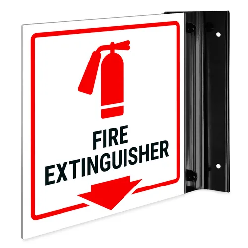 Sigo Signs, Señal de proyección de extintor de incendios, doble cara, 6x6 pulgadas, ACM, con accesorio negro satinado, fabricado en Estados Unidos