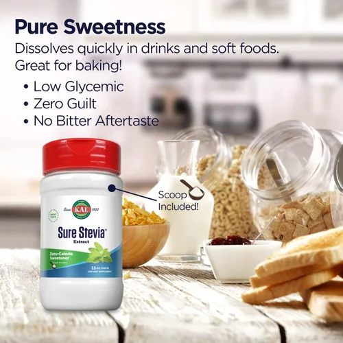 Miniatura 4 de KAL Sure - Extracto de stevia en polvo, bajo en carbohidratos, edulcorante de stevia a base de plantas, gran sabor, cero calorías, cero azúcar, bajo