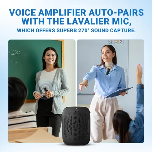 Miniatura 6 de Amplificador de voz Bluetooth con micrófono inalámbrico de solapa Lavalier para profesores, micrófono de clip de altavoz portátil, mini megáfono