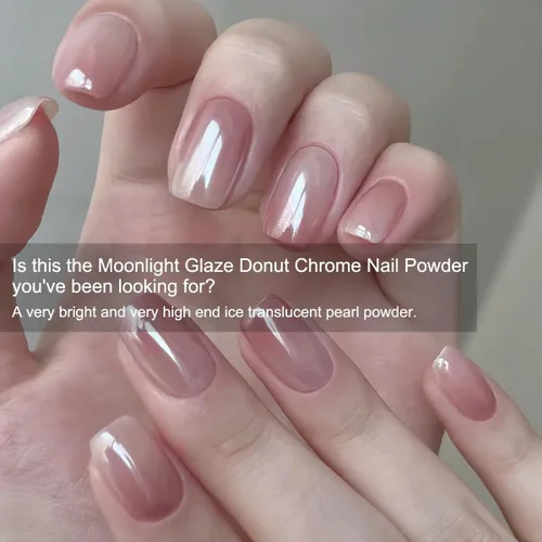 Miniatura 3 de 2 piezas de polvo de uñas cromado blanco lunar, polvo de uñas cromado perla aurora, polvo de pigmento de azúcar blanco brillante holográfico con Luz
