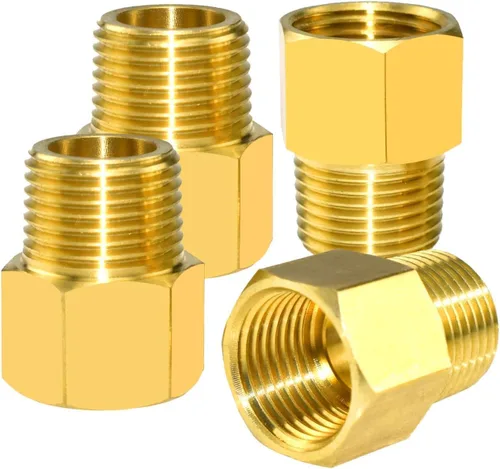 4 piezas de tubería de latón 1/4 "NPT hembra rosca tubería x 1/4 "NPT macho rosca reductor adaptador NPT latón manguera conector