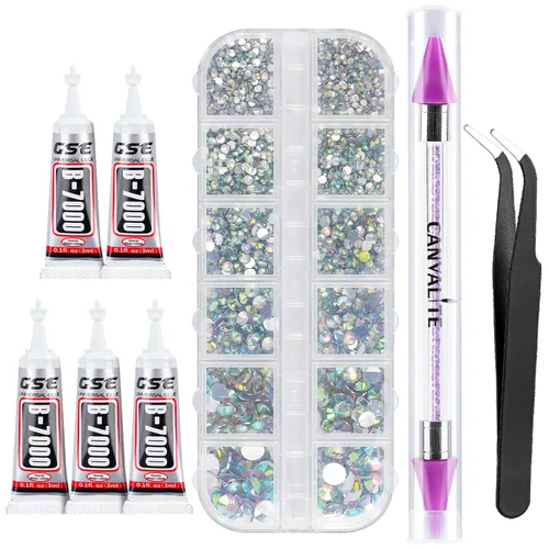 Miniatura 8 de Canvalite 5000 diamantes de imitación de resina para manualidades con pegamento de joyería B7000 de 0.3 fl oz, 1 caja de cristales de diamante