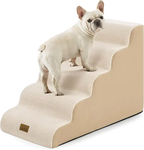 Miniatura 9 de COZY KISS Escaleras para perros pequeños de 11.8 pulgadas de alto, escalón curvado para cachorros, gatos mayores, rampa mediana para mascotas