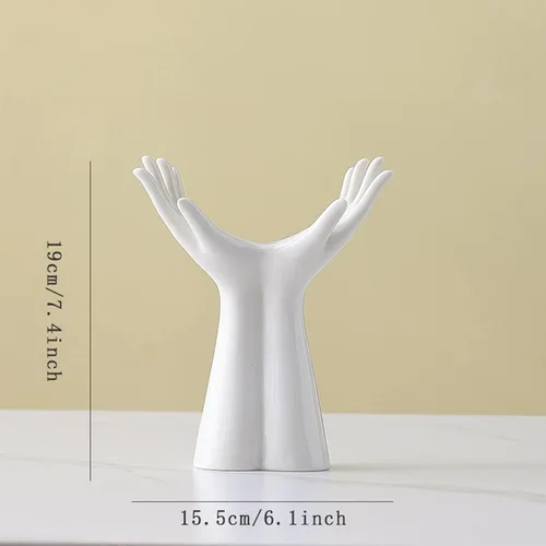 Miniatura 4 de Jarrón de cerámica hecho a mano - Jarrón de flores de tamaño mediano para estantes, mesas y repisas - Elegante escultura de mano para decoración