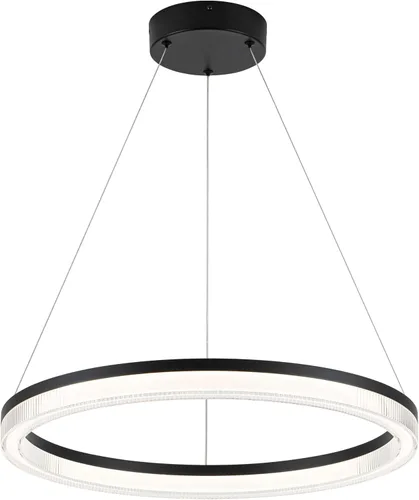 Miniatura 16 de Lámpara colgante LED moderna regulable de 23.6 pulgadas, color negro, 1 anillo circular, para sala de estar, comedor, cocina, oficina, vestíbulo