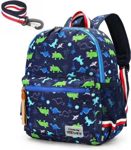 Miniatura 10 de willikiva Cartoon Bus 12 - Mochila de jardín de infantes para niños y niñas, mochila impermeable para niños preescolares con correa y arnés de Azul
