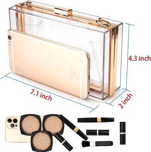 Miniatura 2 de Bolso transparente para mujer, bolso de mano de noche acrílico, bolso transparente para mujer, bolso cruzado transparente con asa de hombro