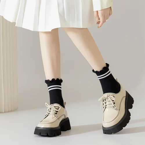 Miniatura 6 de Mcool Mary Womens Socks, Ruffle Turn-Cuff Casual Ankle Socks Breathable Cool Knit Cotton Lettuce Crew Frilly Sock 6 Pack