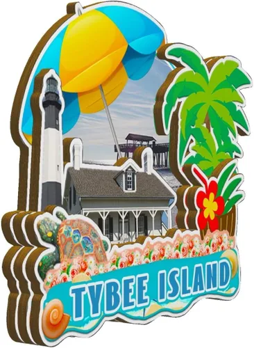 Miniatura 2 de Tybee Island Georgia USA - Imán de madera para nevera, monumentos 3D, recuerdos coleccionables, decoración hecha a mano -2659