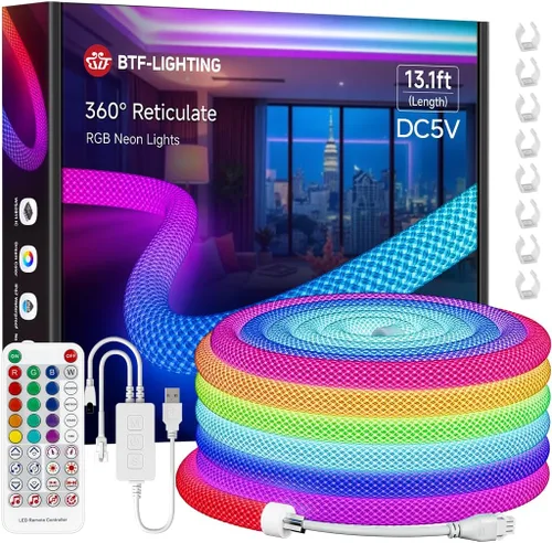 Miniatura 11 de BTF-LIGHTING 9.8 pies WS2811 WS2812B IC RGB 360 Grados Tira LED de Colores Neon Flexible de Silicona de Nylon con Patrón Reticulado IP67 Impermeable