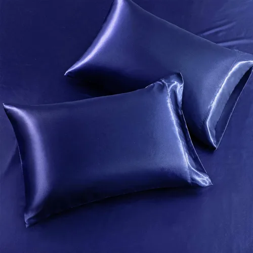 Miniatura 3 de SiinvdaBZX Juego de sábanas de satén de 4 piezas tamaño King, ultra sedosas y suaves, sábanas de cama King de satén azul marino con bolsillo