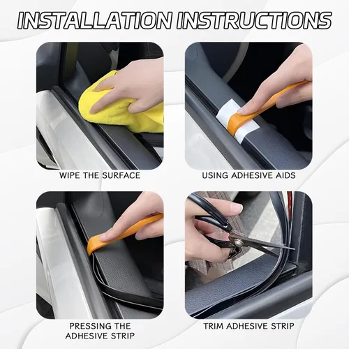 Miniatura 5 de Precinto de Goma para Ventana de Coche en Forma de V Negro, 13.12 pies x 0.6 pulgadas, Silencioso y a Prueba de Polvo, Para Coches, Camiones, SUV