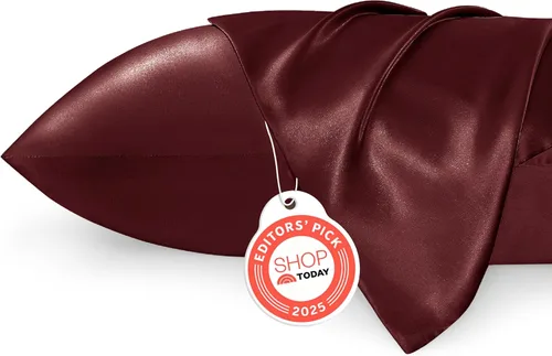 Miniatura 39 de Bedsure Paquete de 2 fundas de almohada de satén similares a las fundas de almohada de seda tamaño estándar, funda de almohada para mujeres que 01