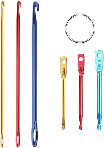 Miniatura 2 de Zuoyou Kit de gancho de ganchillo con mini gancho de ganchillo, aguja de tejer afgana tunecina de aluminio con ojo