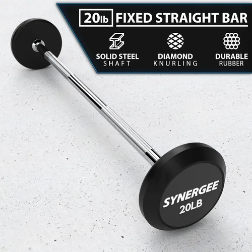 Miniatura 2 de Synergee Fixed Barbell Pre Weighted Straight Steel Bar with Rubber Weights - Fixed
