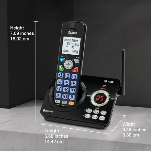 Miniatura 12 de AT&T Teléfono inalámbrico DECT 6.0 - Bloqueador de llamadas inteligente, Bluetooth conecta a la celda, anuncio de identificación de llamadas