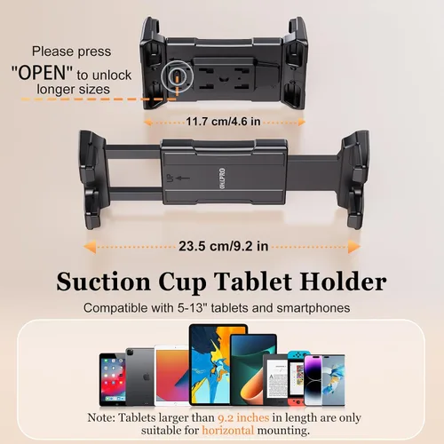 Miniatura 5 de OHLPRO Soporte para tablet para tablero de automóvil [soporte de ventosa] escritorio de pared para parabrisas, soporte ajustable para iPad mini Air