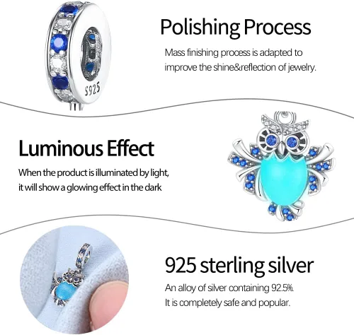 Miniatura 58 de Pandach Dijes colgantes de plata de ley 925 para pulseras y collares, dijes colgantes de Madonna con cuentas de girasol, joyería para mujer
