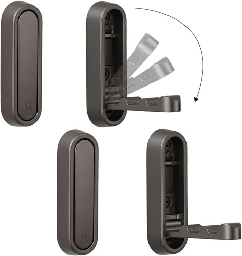Miniatura 19 de Dntorx Ganchos plegables de pared, 2 piezas ganchos plegables negros para abrigos de alta resistencia, gancho plegable, ganchos para toallas