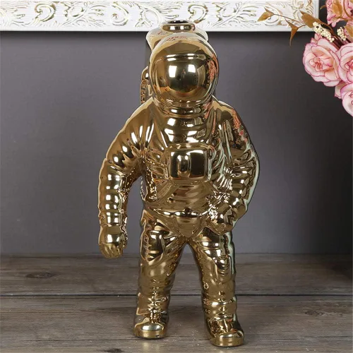 Miniatura 2 de Uterstyle Figura de astronauta de cerámica, estatua de astronauta, jarrón temático aeroespacial, manualidades, decoración del hogar, regalo de Dorado