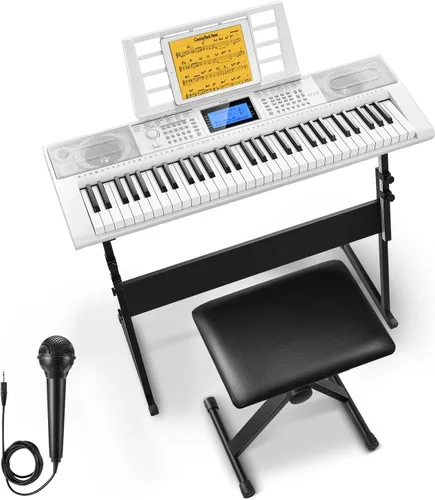Miniatura 9 de Teclado de piano Donner 61 teclas, kit de teclado eléctrico con 249 voces, 249 ritmos - Incluye atril de piano, taburete, micrófono, regalo para Rosa