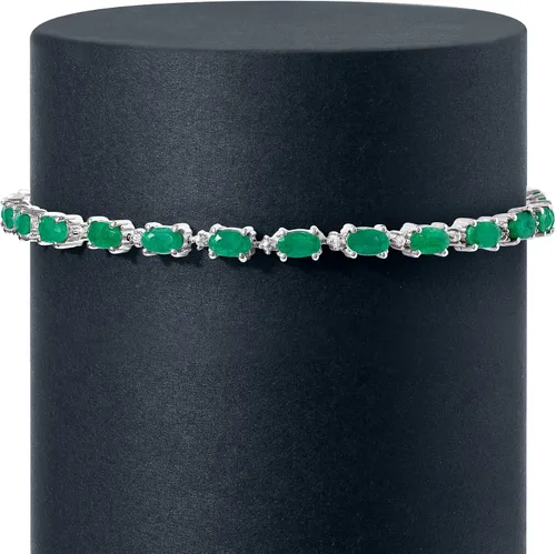 Miniatura 3 de Ross-Simons 8.00 ct. t.w. Emerald Bracelet With Diamonds in Sterling Silver