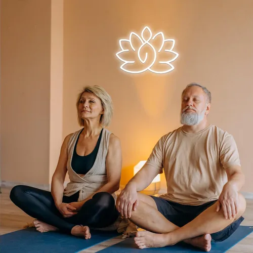 Miniatura 6 de Letrero de neón de meditación de Lotus – Decoración de sala de yoga cálida y brillante, arte de pared Zen para el hogar y espacio espiritual, arte