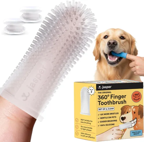 Jasper Cepillo de dientes para perros, kit de cepillado de dientes de perro de 360 grados, cepillo de dientes para gatos, kit de cuidado dental