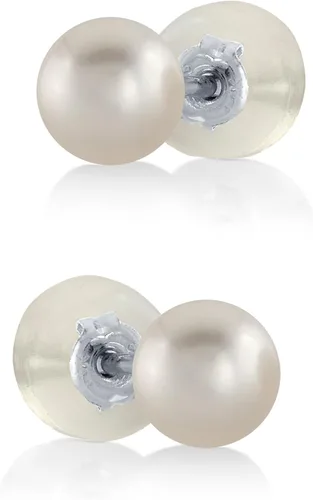 Miniatura 21 de THE PEARL SOURCE White Japanese Akoya Pearl Stud Earrings for Women – Genuine Cultured Pearls, Hypoallergenic Jewelry with Secure 14k Gold Backing