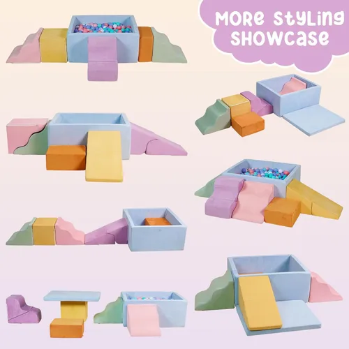 Miniatura 2 de 7 Piezas Bloques de Escalada de Espuma para Niños Pequeños Juego Suave para Bebés con Piscina de Pelotas Cuadrada, Escaladores