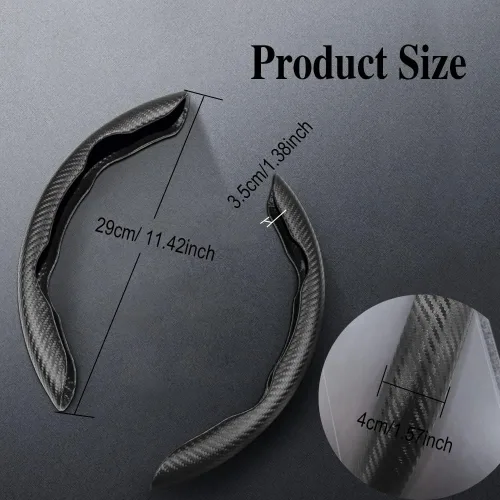 Miniatura 2 de Funda para volante, cubierta antideslizante de fibra de carbono para volante, protector segmentado para el interior del automóvil, accesorios