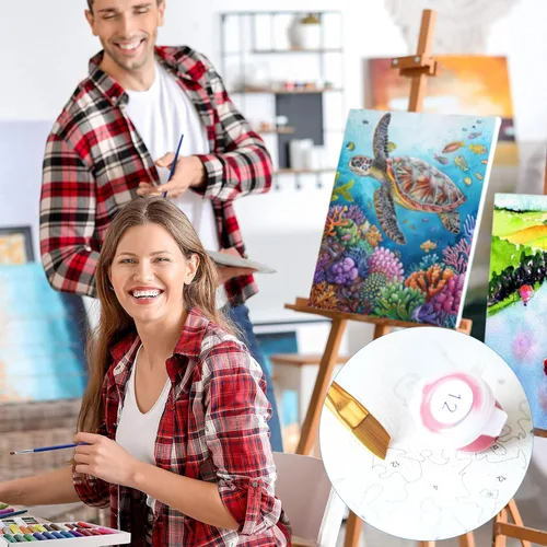 Miniatura 7 de Bimkole Kit de pintura de conejo por números, pintura al óleo de animales sobre lienzo, pintura acrílica para principiantes con pinceles, perfecta