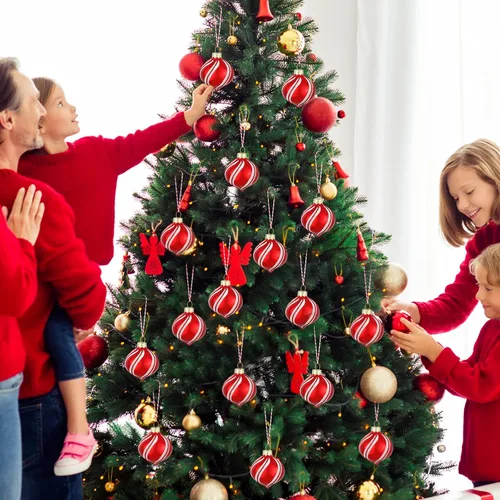 Miniatura 5 de Hungdao Juego de 12 adornos navideños de menta, bolas de bastón de caramelo de Navidad, adornos de bastón de caramelo de Navidad, bolas de Navidad