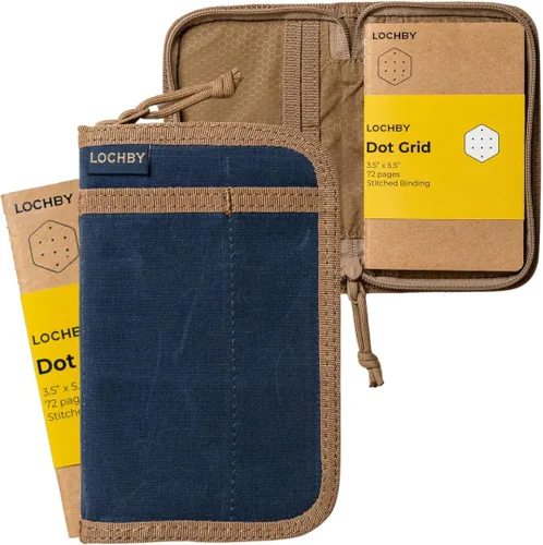 Miniatura 24 de LOCHBY® Carpeta Field A5 Cubierta de carpeta de 6 anillas Lona encerada resistente al agua Diseño plano Sistema A5 apto para recargar