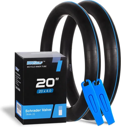 BWSHLF Fat Tire Tube, 20 x 4.0 Schrader Valve 35/48 MM Fat Tire Inner Tube, High Air Tightness, Anti-Puncture, with 2 Tire Levers Included-2 Pack