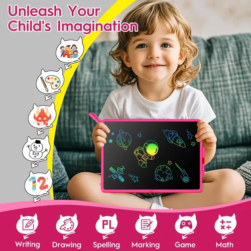 Miniatura 3 de Tableta de escritura LCD de 15 pulgadas para niños, tablero de dibujo colorido y juguetes educativos, regalos para niñas de 3 a 8 años, tablero