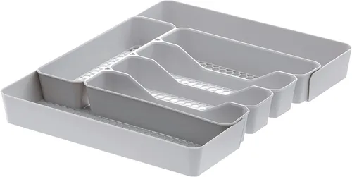 Miniatura 12 de Spectrum Diversified Hexa - Bandeja organizadora de cajones de cocina moderna, utensilios y cubiertos, organizador de 6 divisores, 13 x 16, gris