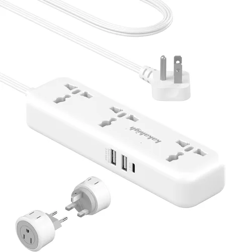 Kit de adaptador de enchufe de viaje europeo con puertos USB, cable de extensión universal de 5 pies, de EE.UU. a europeo, adaptador de enchufe del