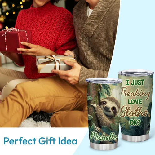 Miniatura 3 de Hyturtle Regalos personalizados para los amantes de los perezosos, vaso de acero inoxidable con nombre personalizado de 20 onzas con tapa, idea