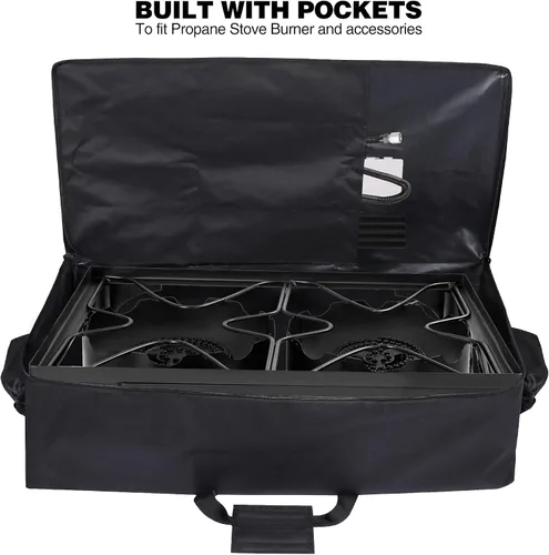 Miniatura 6 de REDCAMP Bolsa de transporte para estufa de campamento para estufa de 2 quemadores, funda de transporte grande para estufa de doble quemador