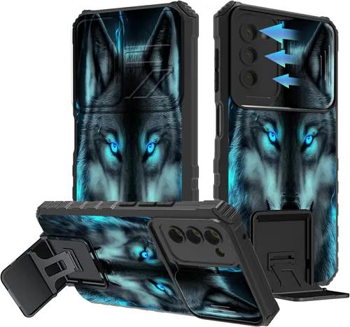 Miniatura 762 de Funda para Samsung Galaxy S22 Ultra 5G, Galaxy S22 Ultra con cubierta de cámara deslizante, funda resistente de doble capa con función atril Black