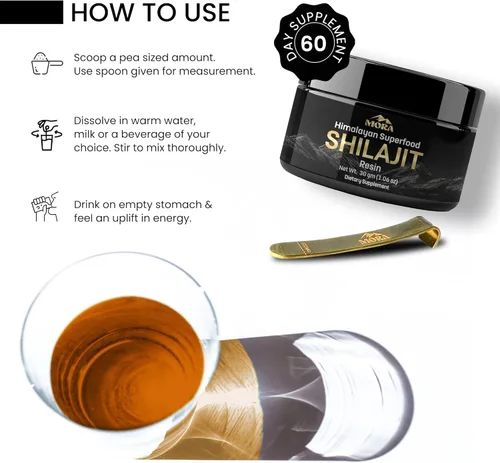 Miniatura 6 de WellBeingMora - Suplemento de resina Shilajit del Himalaya 75% más de ácido fúlvico y más de 85 minerales traza Resina de extracto de shilajit