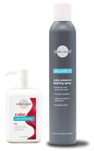 Miniatura 10 de KERACOLOR Kit de 3 en 1 (Limpieza + Acondicionador + Color) Tinte semipermanente azul para el cabello y acabado en aerosol para el cabello, 10 onzas