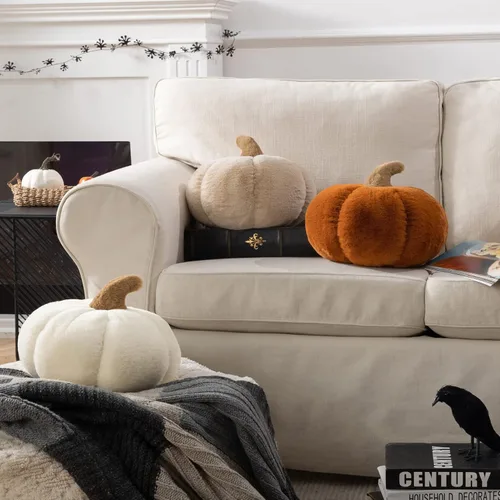 Miniatura 3 de Ashler - Almohadas de calabaza de Halloween, decoración de otoño, almohada con forma de calabaza, almohada de calabaza beige para decoración