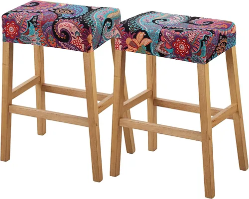 Miniatura 68 de YISUN Fundas de taburete rectangulares, paquete de 2 fundas elásticas impermeables para asiento de silla de montar, taburetes de bar, sillas de bar